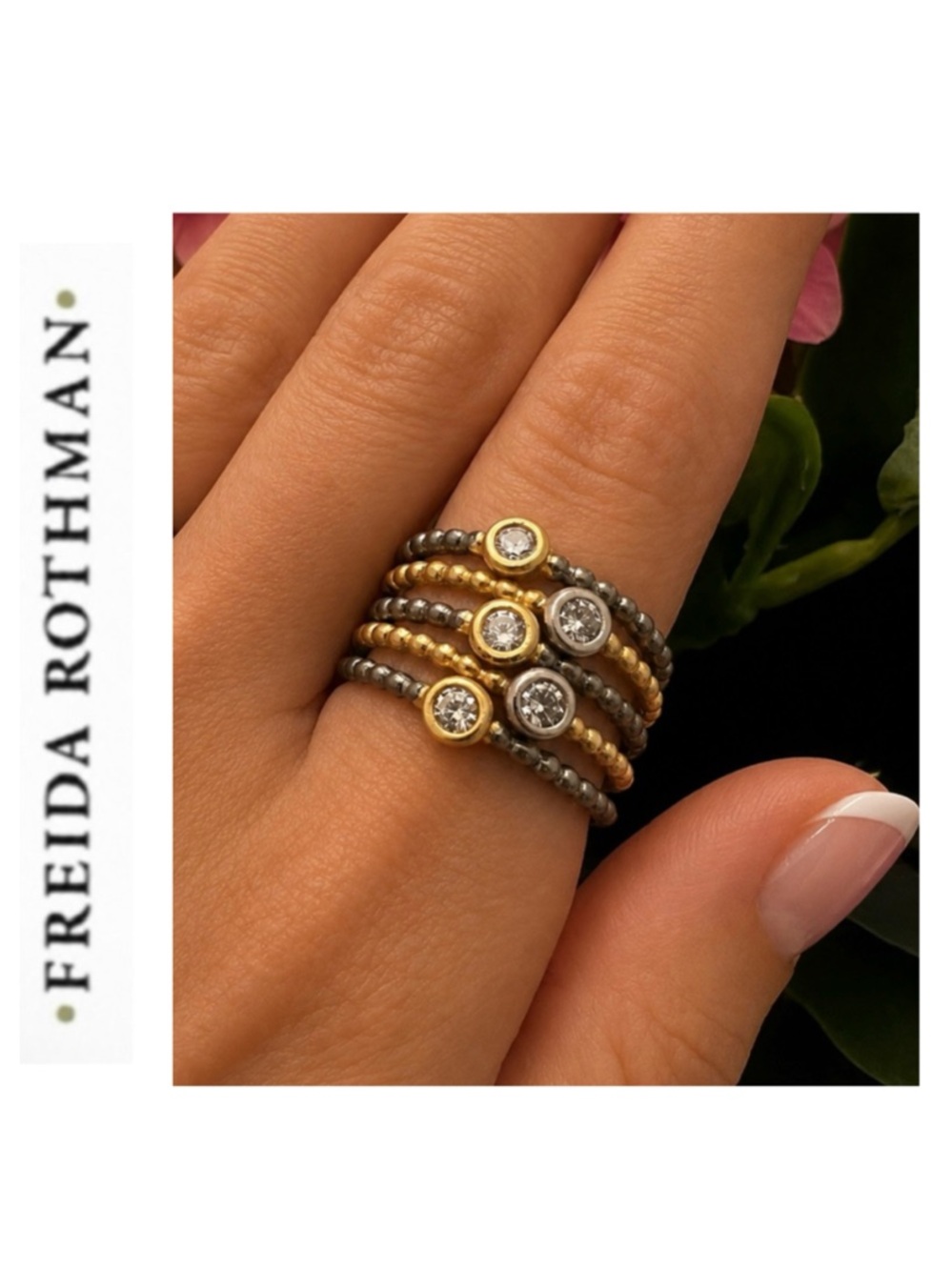 Freida Rothman Sterling Silver Signature Cityscape Wire 5- Stack Ring